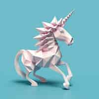 Free photo 3d mythical unicorn with poly style