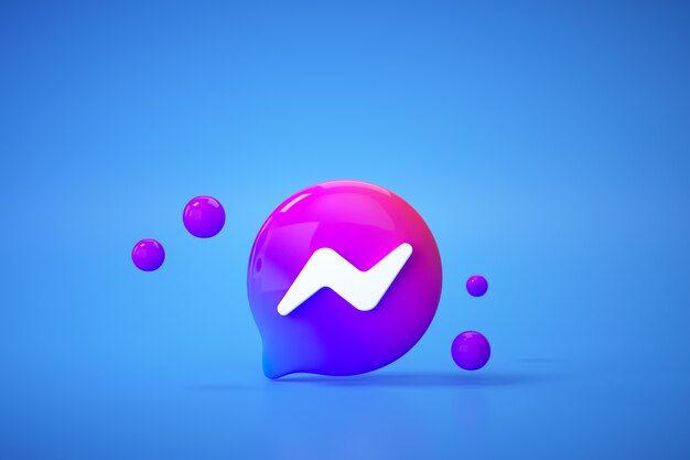 Premium Photo 3d Render Of Shiny Facebook Messenger Logo On Black Dark Background