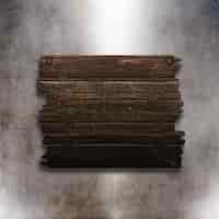 Free photo 3d old wooden sign on a grunge metal texture