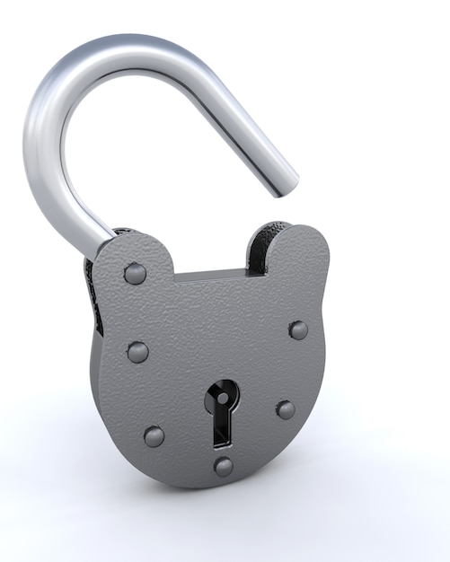 3d open padlock