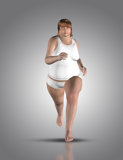 3D 과체중 여성 달리기