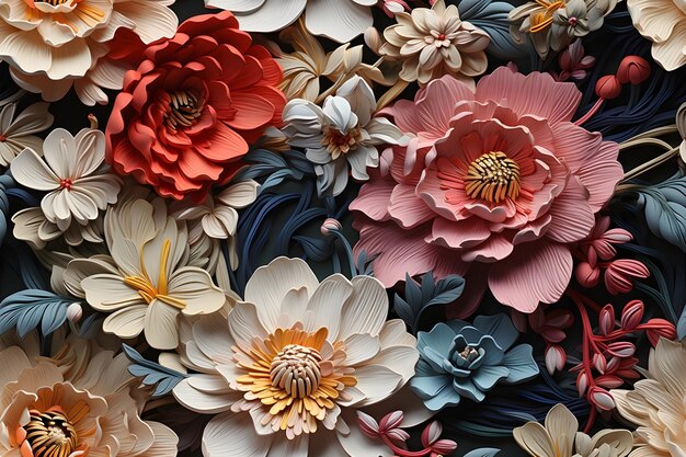 3d papercraft floral illustration