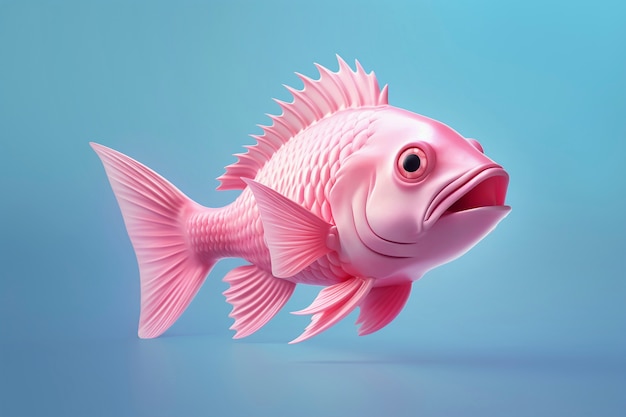 Free photo 3d pink fish in studio