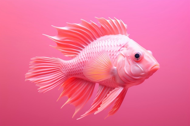 Free photo 3d pink fish in studio