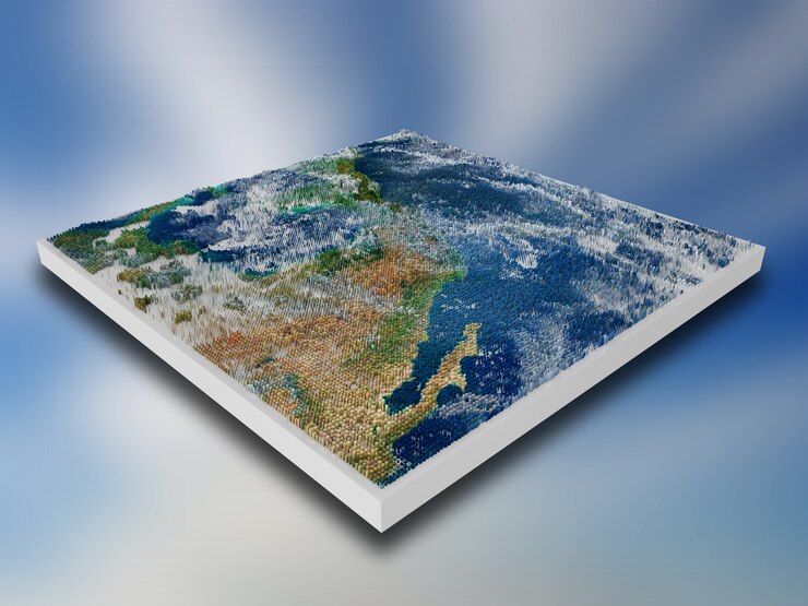 Бесплатный Фотография 3d пиксельный ландшафтный блок с выдавливаемыми кубиками