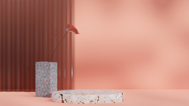 Foto gratuita podium 3d con palette di colori morbidi