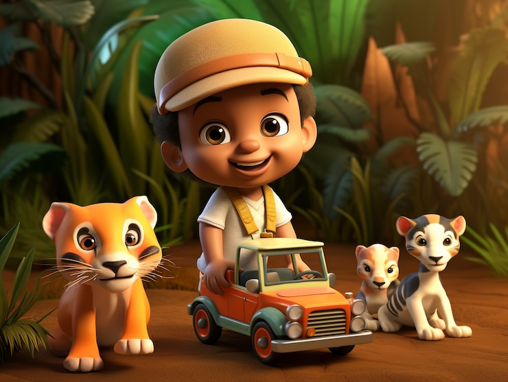 Free Photo 3d portrait of adorable cartoon baby boy