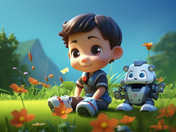 Бесплатный Фотография 3d-портрет очаровательного мальчика из мультфильмов