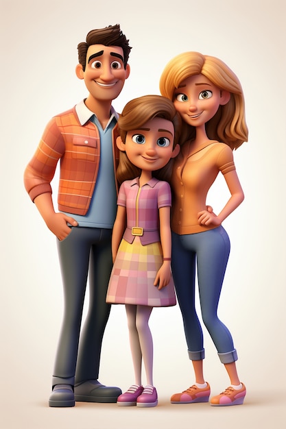 Free photo 3d portrait of happy family