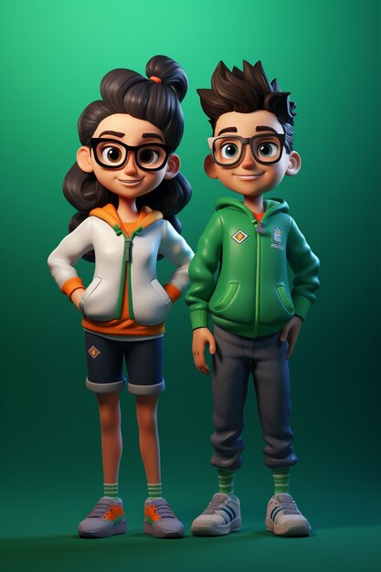 3d portrait of happy friends