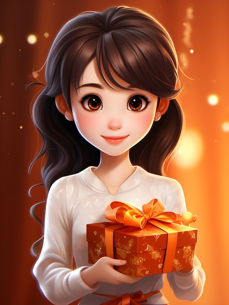 Free photo 3d portrait of woman for tet vietnamese new year
