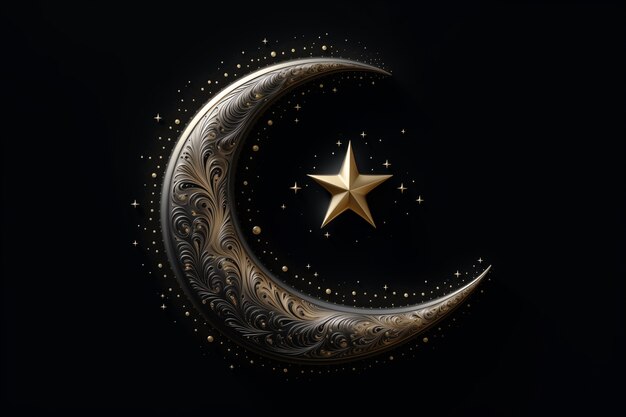 3d ramadan celebration crescent moon