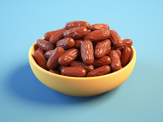 Free photo 3d ramadan celebration dates in bowl