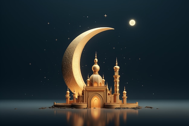 Free photo 3d ramadan celebration elements scene