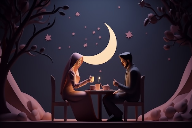 Foto gratuita scena delle celebrazioni del ramadan in 3d