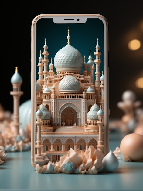 Free photo 3d ramadan celebration elements scene