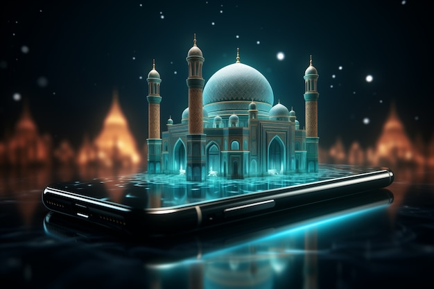 Free photo 3d ramadan celebration elements scene