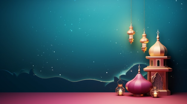 Foto gratuita celebrazione del ramadan 3d con il castello