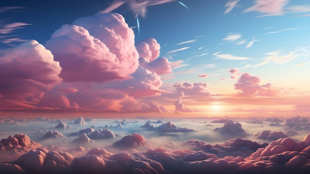 3D realistic beautiful sky and clouds