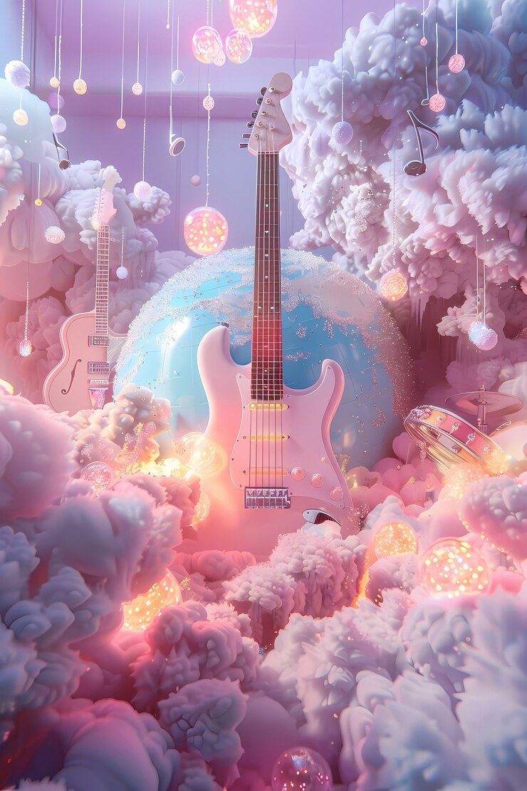 Free Photo 3d realistic globe with musical elements