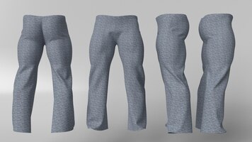 3d realistic render of mens sport trousers clean empty template, mockup for design, logo