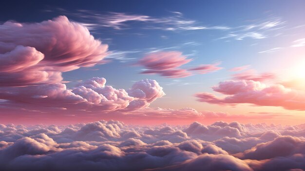 3D realistic soft pink clouds background