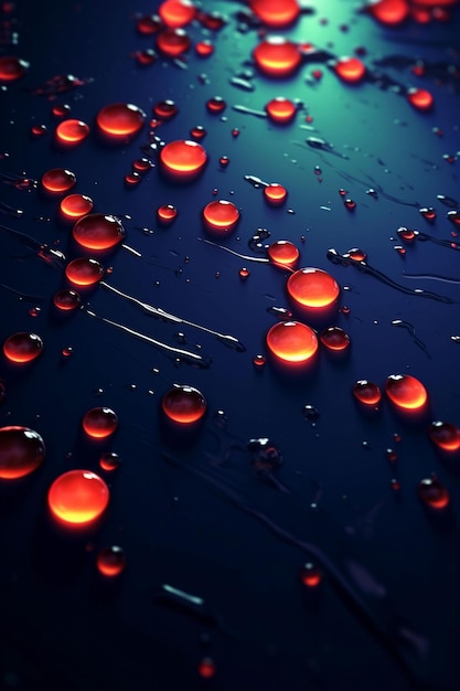 3Dの赤い水滴の背景