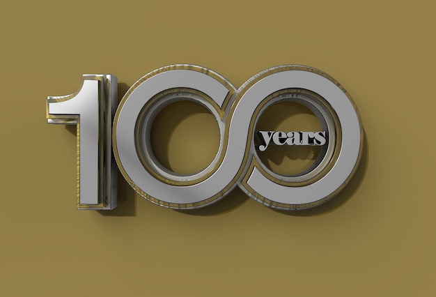 3D Render 100 Years Celebration  Pen Tool Created Clipping Path Included in JPEG Easy to Composite