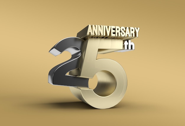 3D Render 25th Years Anniversary Celebration Pen Tool Created Clipping Path Included in JPEG Easy to Composite