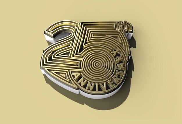 3D Render 25th Years Anniversary Celebration  Pen Tool Created Clipping Path Included in JPEG Easy to Composite