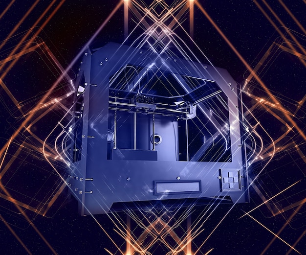 3D-рендеринг 3-мерного принтера на абстрактном фоне