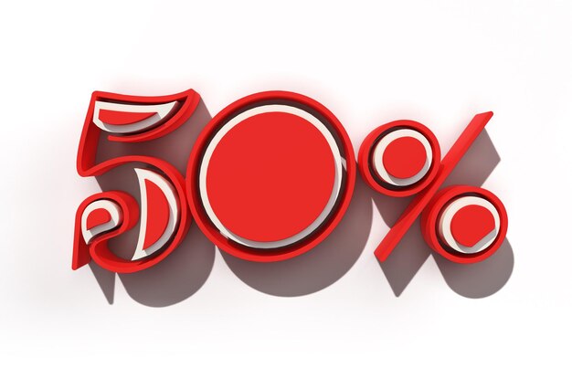 3D Render 50% OFF Discount Banner Pen Tool Created Clipping Path Included in JPEG Easy to Composite.