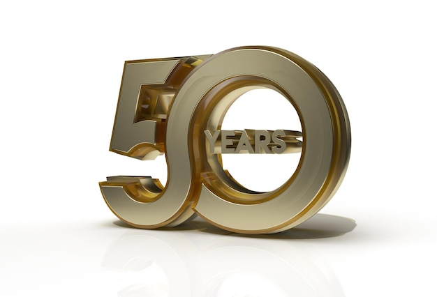 3D Render 50 Years Celebration  Pen Tool Created Clipping Path Included in JPEG Easy to Composite