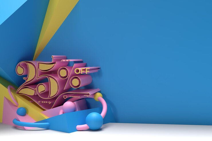 मुफ़्त फोटो 3d रेंडर एब्सट्रैक्ट 25 सेल ऑफ डिस्काउंट बैनर 3d इलस्ट्रेशन डिजाइन