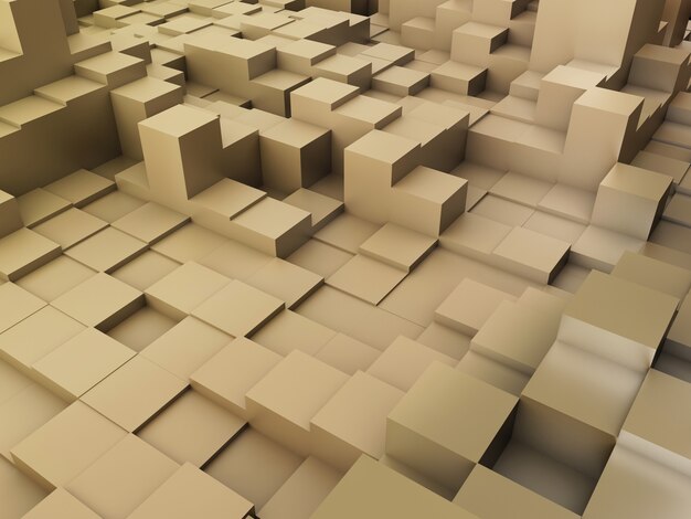 3D render of an abstract background of extruding blocks