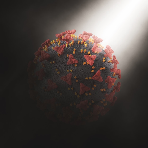 3D render of an abstract background with Covid 19 virus cell