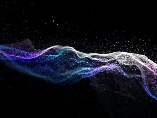 3D render of an abstract background with flowing particle design