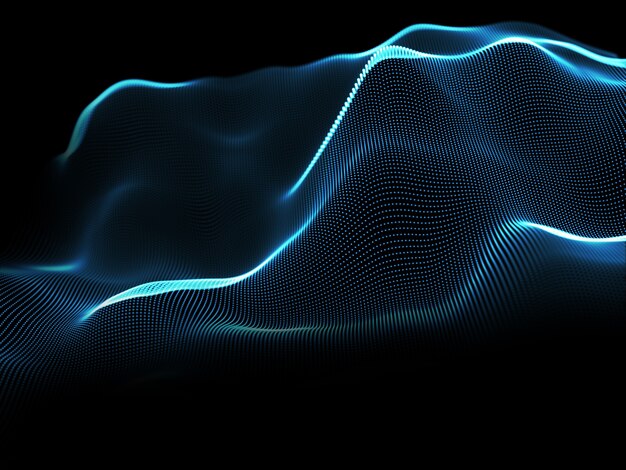 3D render of an abstract background with glowing particles