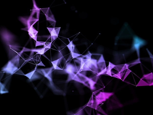 3D render of an abstract background with a low poly plexus design