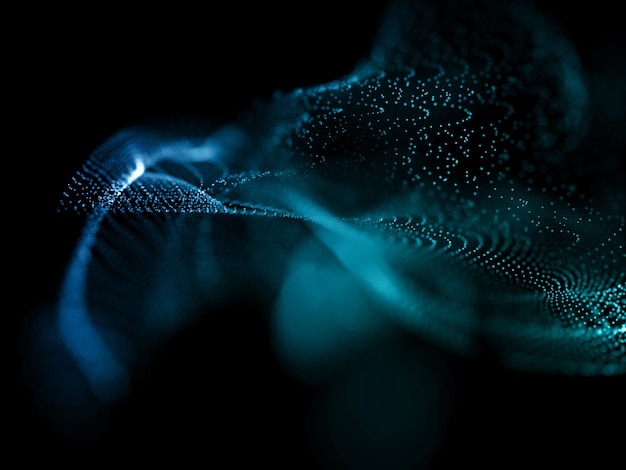 3D render of an abstract cyber particles with shallow depth of field