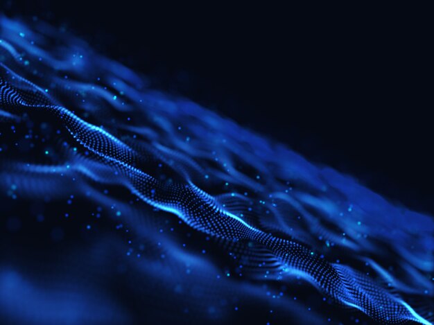 3D render of an abstract digital with modern flowing particles
