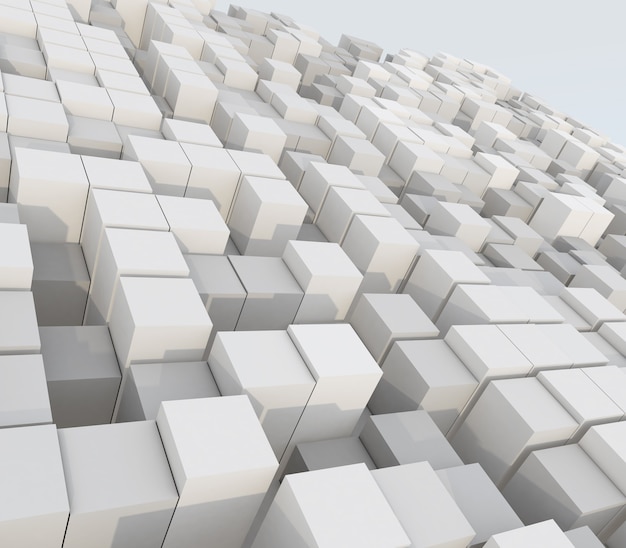 3D render of an abstract of extruding cubes