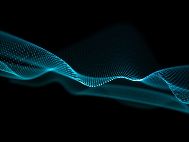 3D визуализация абстрактного потока с дизайном волны частиц