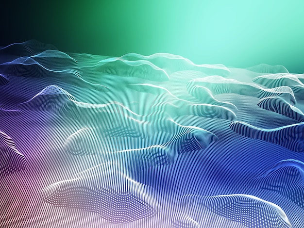 Free photo 3d render of an abstract landscape of flowing dots