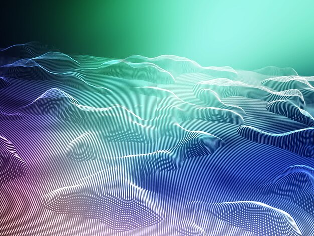 3D render of an abstract landscape of flowing dots