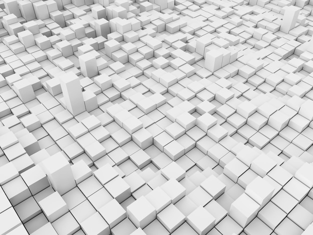 3D render of an abstract landscape with extruding blocks
