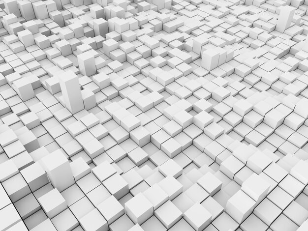 3D render of an abstract landscape with extruding blocks