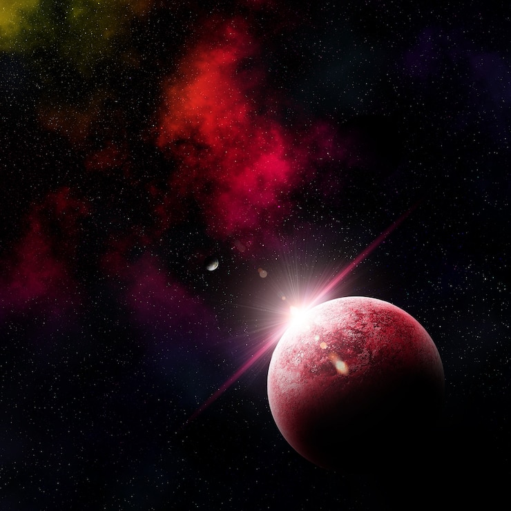 Free Photo 3d render of an abstract space scene with fictional planets