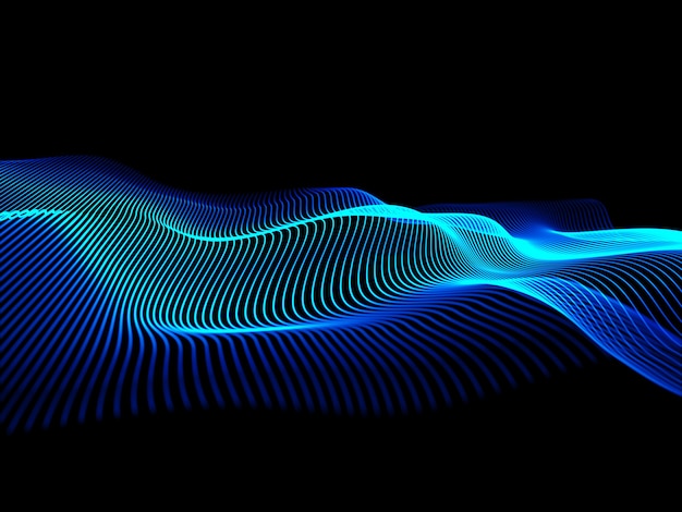 Free photo 3d render of an abstract tech background with flowing cyber lines