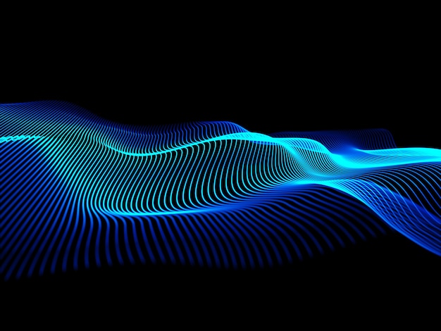 3D render of an abstract tech background with flowing cyber lines